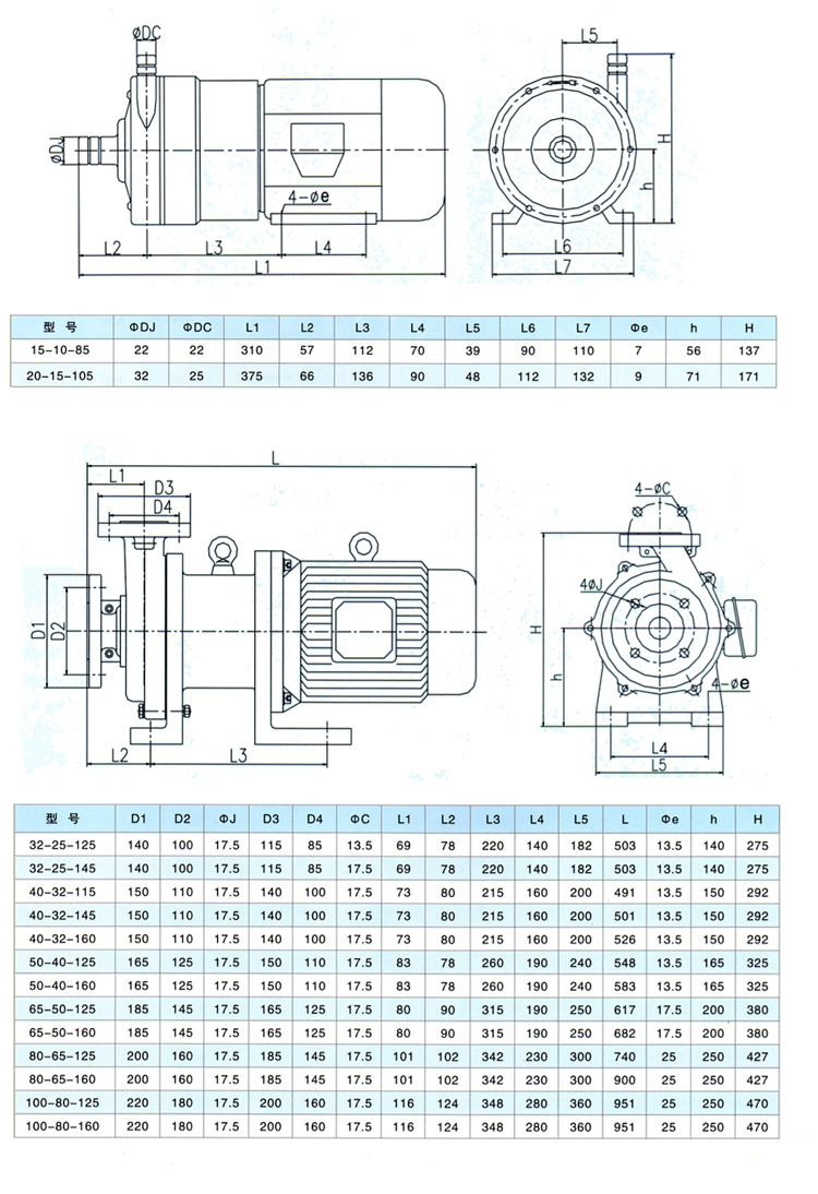 CQB-F型氟塑料磁力驅(qū)動泵(安裝尺寸)
